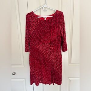 Dana Buchanan red/black patterned knit dress size XL. Stretchy and soft